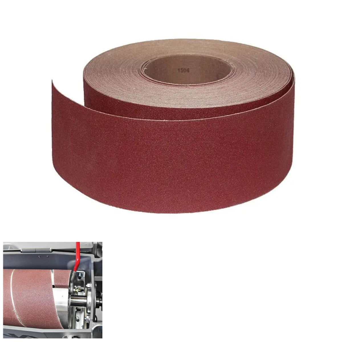 Rotolo abrasivo in tela 76 mm x 25 m, grana 150, ideale per levigatrici JET e JWDS. Progettato per sgrossatura e livellamento su legno e materiali compositi.
