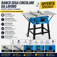 Sega circolare da banco Güde GTK 2000.1 da 2000W con lama Ø250 mm e tavoli di estensione, ideale per tagli precisi su legno e pannelli di grandi dimensioni.