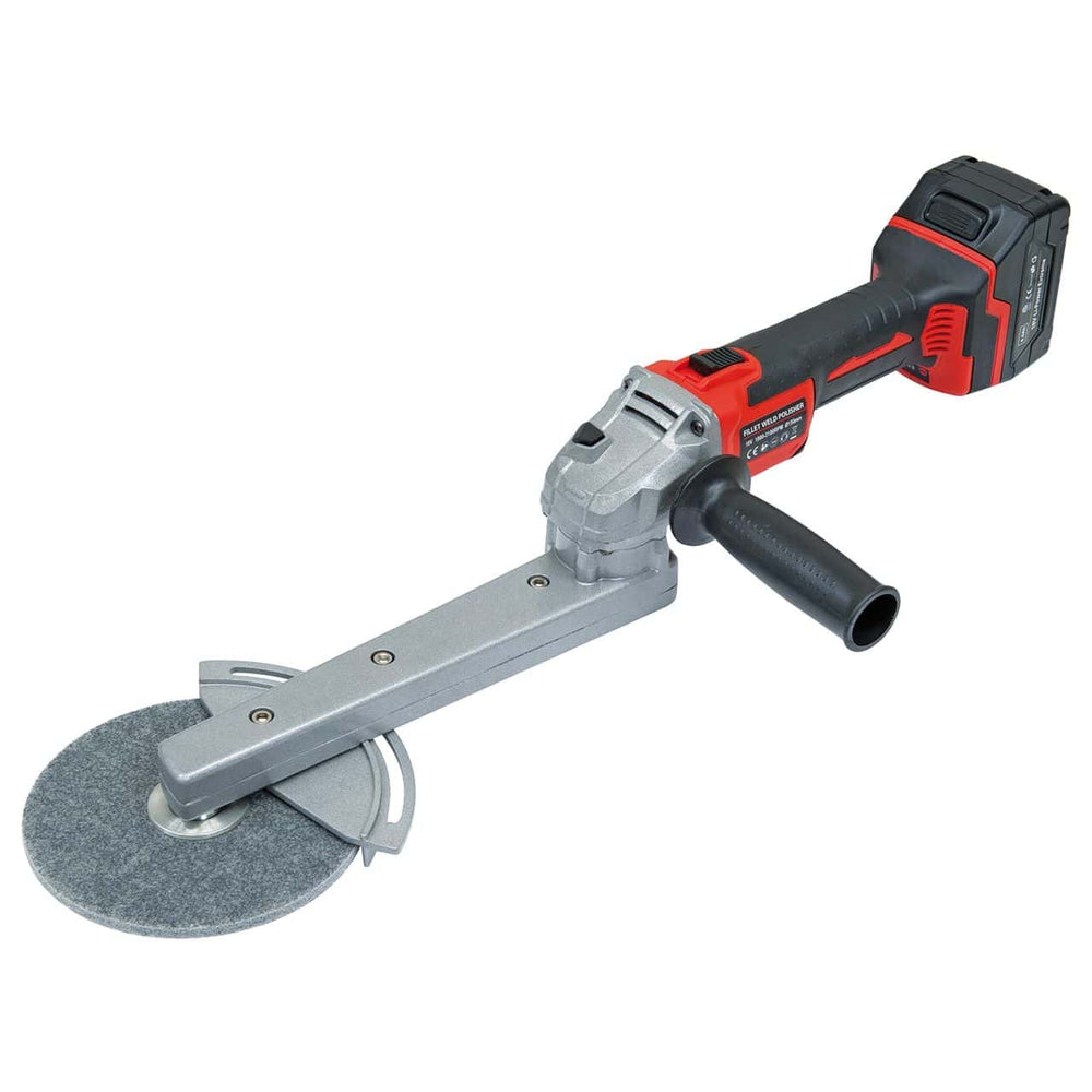 Utensile a batteria Bernardo KNS 150 A con disco Ø 150 mm, 3 velocità e maniglia laterale, ideale per saldatura e smerigliatura.