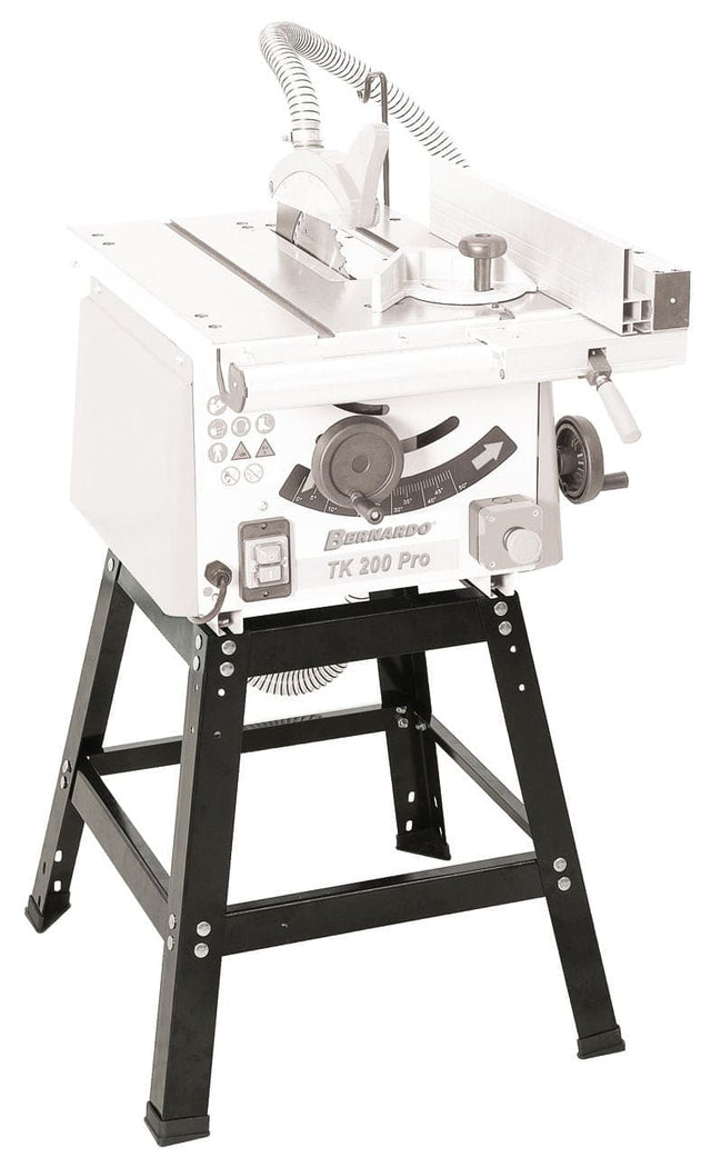 Supporto aperto Bernardo in acciaio verniciato per sega circolare TK 250 PRO, stabile e facile da montare, ideale per uso professionale.