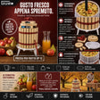 Torchio manuale per frutta Güde OP 12 in legno naturale non trattato, con cestello pressa da 12 litri, mandrino in acciaio robusto con asta manovella lunga e bacinella di raccolta con piedini. Ideale per produttori di frutta, agriturismi e caseifici semi-professionali.