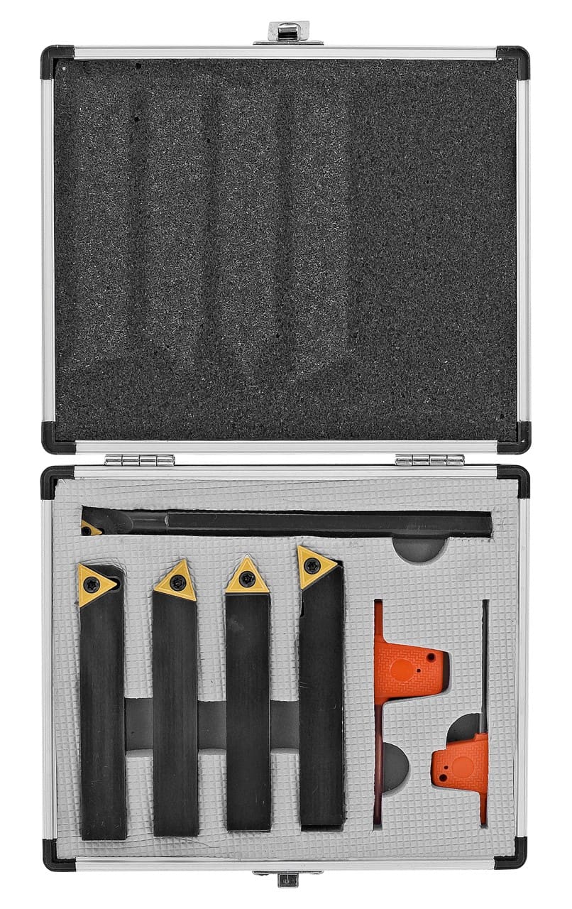 Utensile da tornio con placchette amovibili HM 12 mm, 4-pezzi, barra alesatrice inclusa