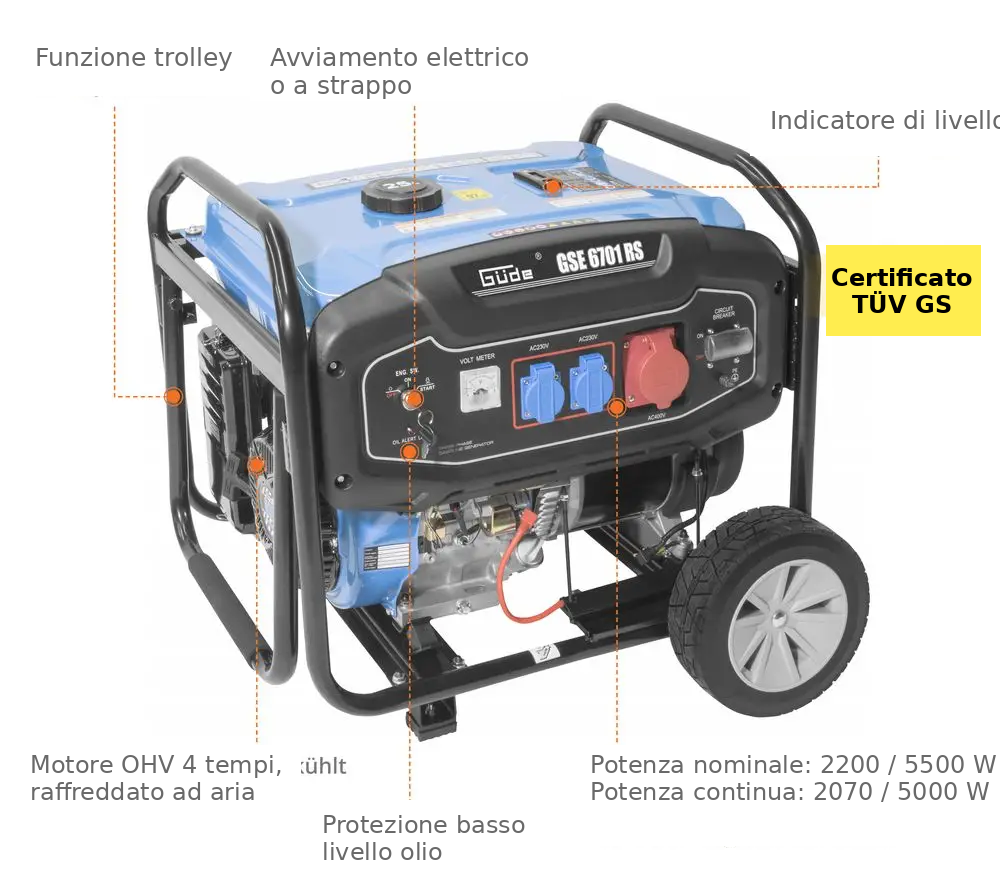 Groupe électrogène à essence Güde GSE 6701 RS