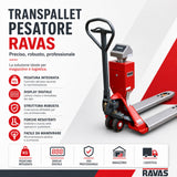Transpallet pesapallet ATEX RAVAS 2100 Exi, portata 2.000 kg, certificazione DEKRA ATEX II 2 G/D, forche inox AISI 304, zona 1 e 21