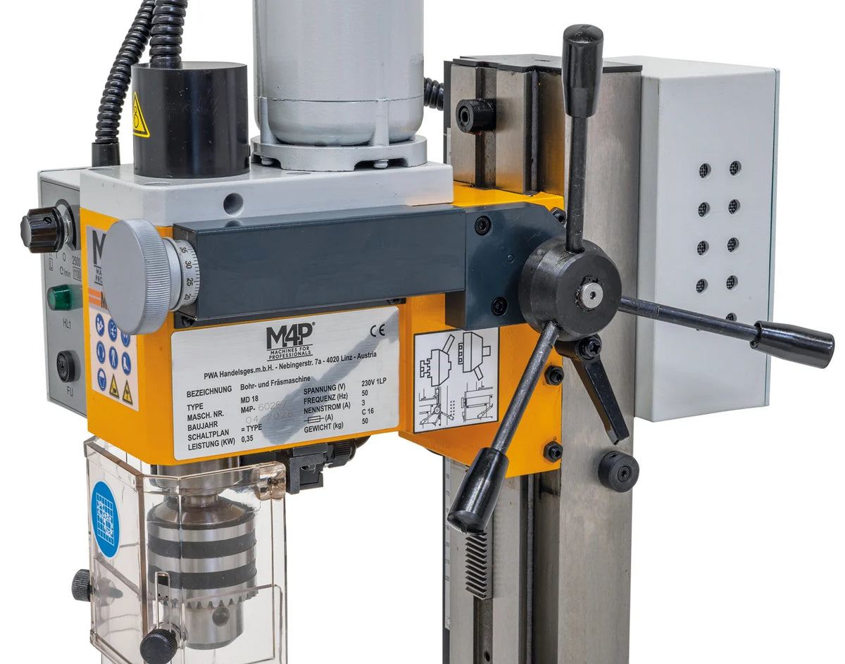Leva a stella per la foratura e volantino di regolazione fine della trapano-fresatrice M4P MD 18 / 230 V