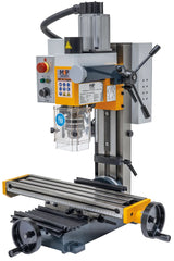 Trapano-fresatrice M4P MD 18 L Super / 230 V, vista laterale destra con leva del cannotto e volantini della tavola